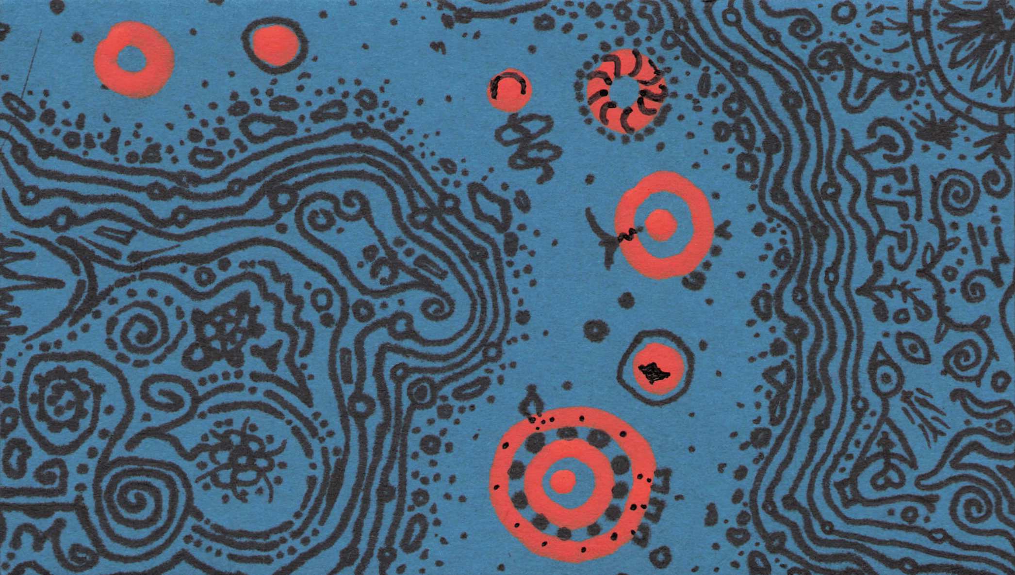 Contact Card. Black and orange graphic design on Aqua card.